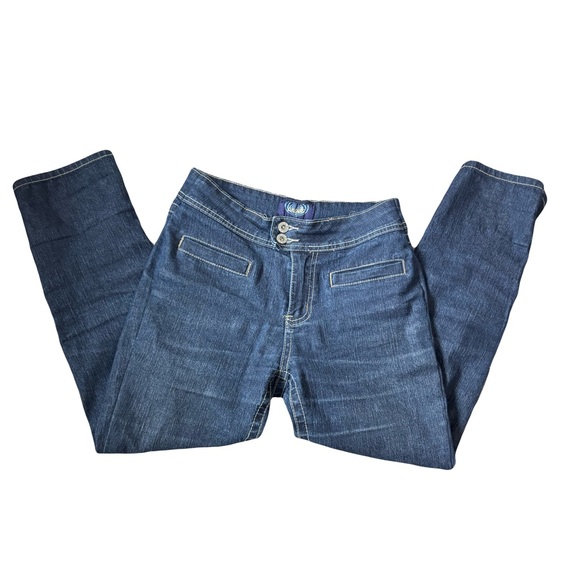 Women’s Y2K Straight Leg Dark Blue Denim Jeans from Angels Mid Rise - Picture 2 of 9